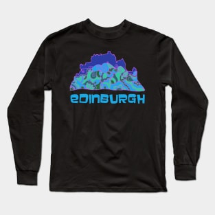 Edinburgh Castle in Blue Long Sleeve T-Shirt